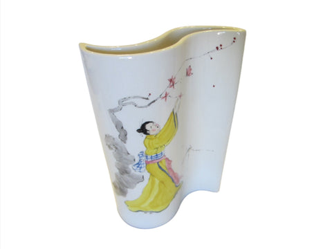 Baatz Ceramics A Signed Original Abstract Hand Painted Figurative Vase - Designer Unique Finds 
