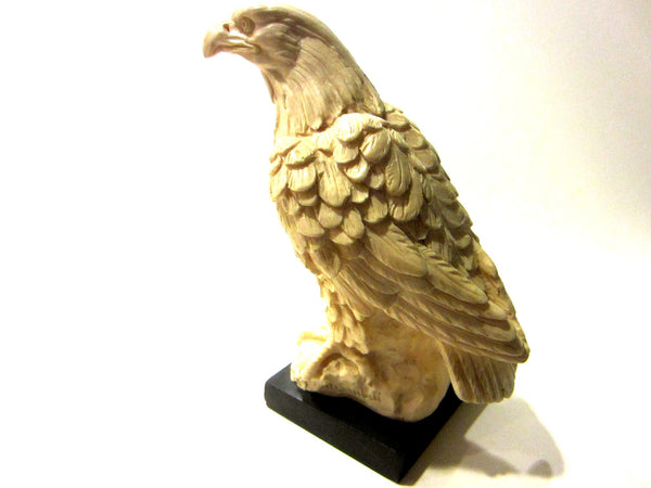A Santini Italy White Eagle Signed Sculpture Stone Stand - Designer Unique Finds 
