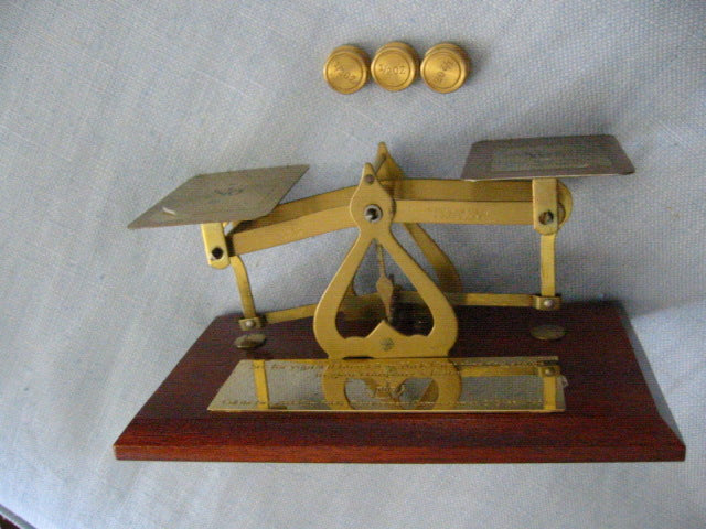 New York PDC Brass Scale On Mahogany Stand Made In England