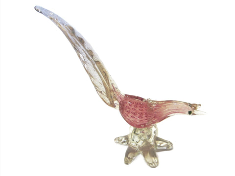 A Barrovier Toso Murano Glass Bird Gold Inclusion - Designer Unique Finds 