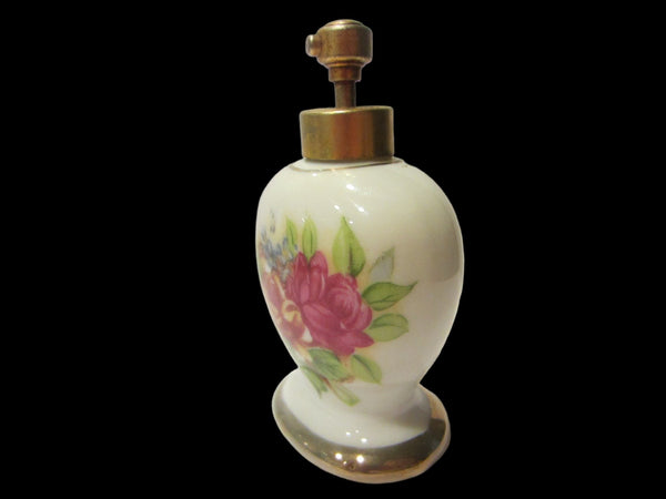 Atomizer Porcelain Perfume Bottle With Roses - Designer Unique Finds 