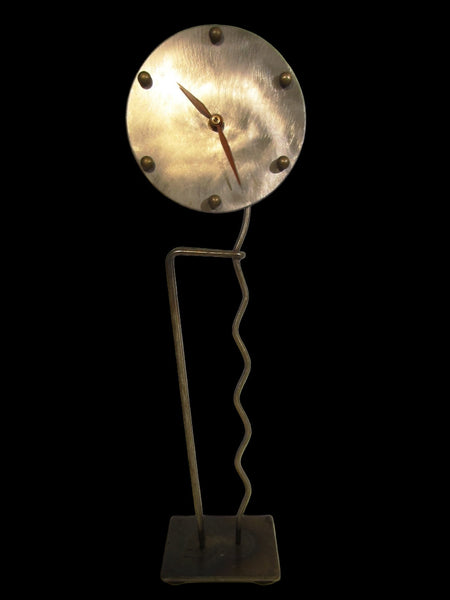 Mid Century Modern Pedestal Clock Brass Balls Quartz Movement - Designer Unique Finds 