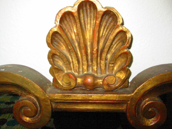 Scallop Shell Crest Queen Anne Style Gold Leaf Mirror - Designer Unique Finds 