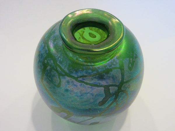 Loren Chapman California Modernist Abstract Art Iridescent Glass Vase - Designer Unique Finds 