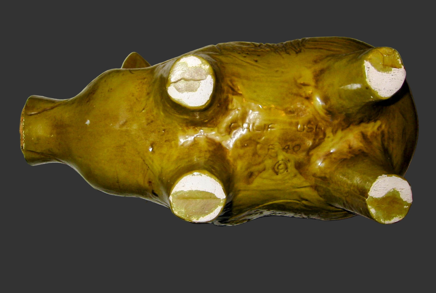 Life Size California Pottery Olive Piggy Bank Cork Stopper Ceramic Sculpture