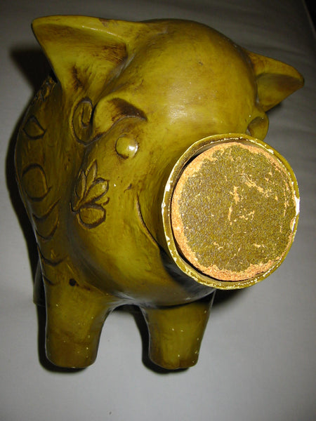 California Ceramic Bank Cork Stopper Floral Pig Signed Pottery - Designer Unique Finds 
 - 2
