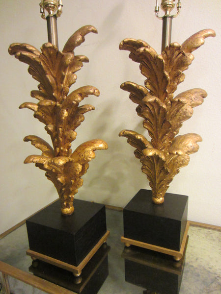Composition Gold Acanthus Leaf Modern Lamps - Designer Unique Finds 
 - 2
