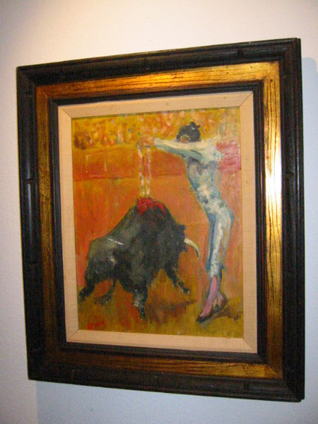 Matador Bull Fighter Impressionist Spanish Revival Oil On Canvas - Designer Unique Finds 