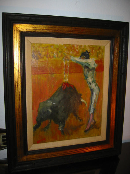 Matador Bull Fighter Impressionist Spanish Revival Oil On Canvas - Designer Unique Finds 