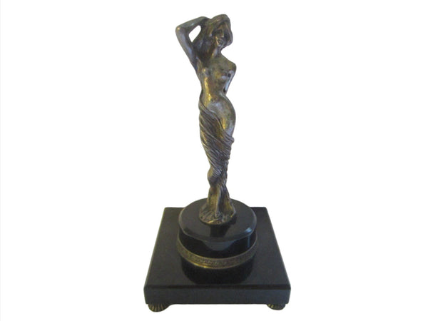 Art Deco Sterling Figure On Black Onyx Stand 