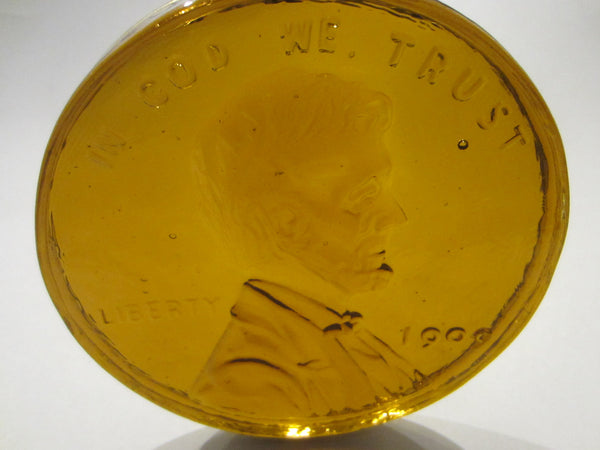 Abraham Lincoln Amber Glass Portrait Presidential Commemorative Paperweight