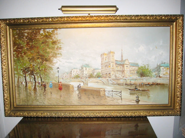 DeVitty Impressionist Boulevard Along The River Seine Notredame Oil On Canvas - Designer Unique Finds 
 - 2