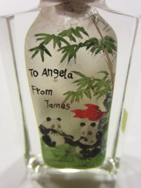 Interior Painted Snuff Bottles Glass Collection With Panda Bears - Designer Unique Finds 