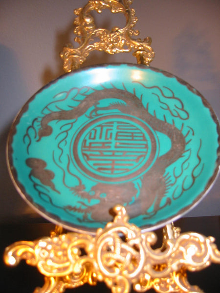 Brief Tea Set Turquoise Silver Dragon Attributed To Kanji Japan Porcelain - Designer Unique Finds 
 - 7