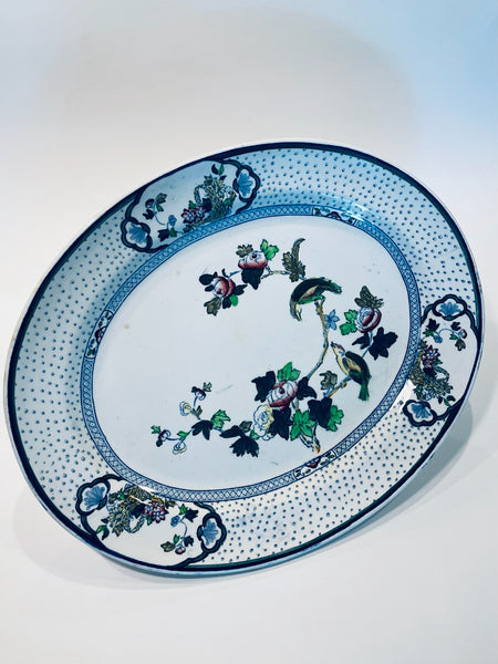 Antique Oval Porcelain Figurative Floral Vegetable Serving Platter