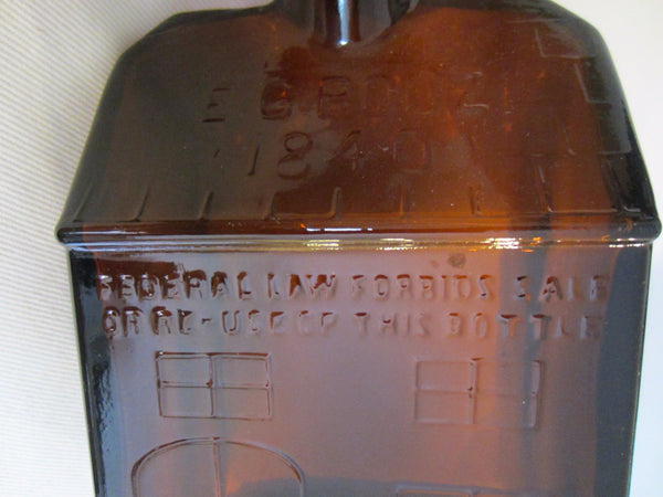 Amber Glass Whiskey Decanter EG Booz Liquor Bottle - Designer Unique Finds 