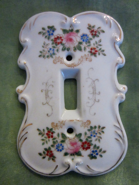 Arnart Creation Japan Porcelain Switch Plates Hand Painted Floral Design - Designer Unique Finds 