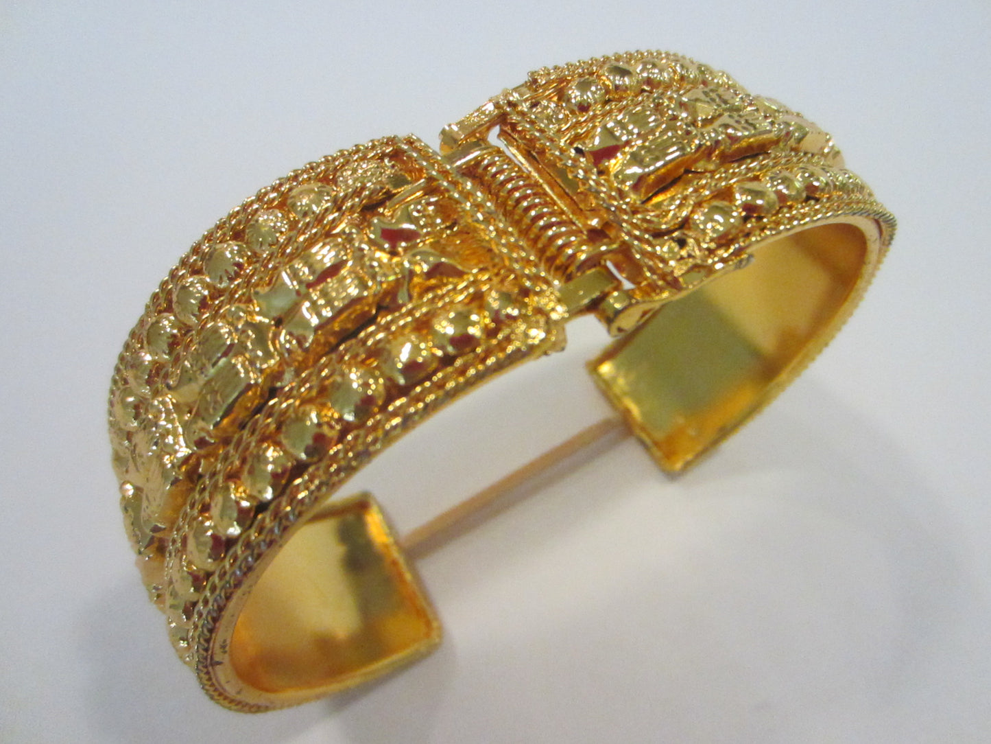 Geometric Hinged Clamp Golden Cuff Bracelet