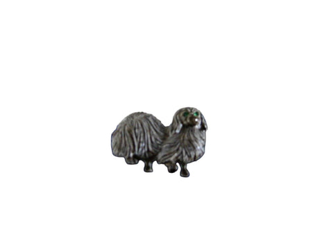 Cerry France Poodle Pin Emerald Glass Eye Marked