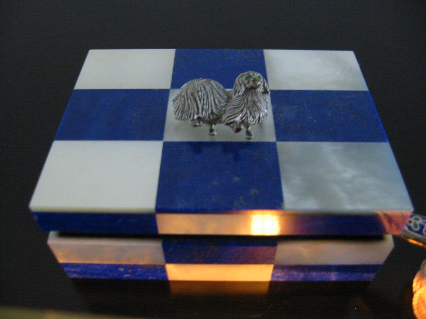 Cerry France Poodle Pin Emerald Glass Eye Marked