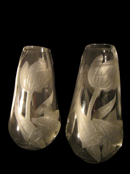 Legras France Cameo Frost Tulips Glass Vases - Designer Unique Finds 
 - 3