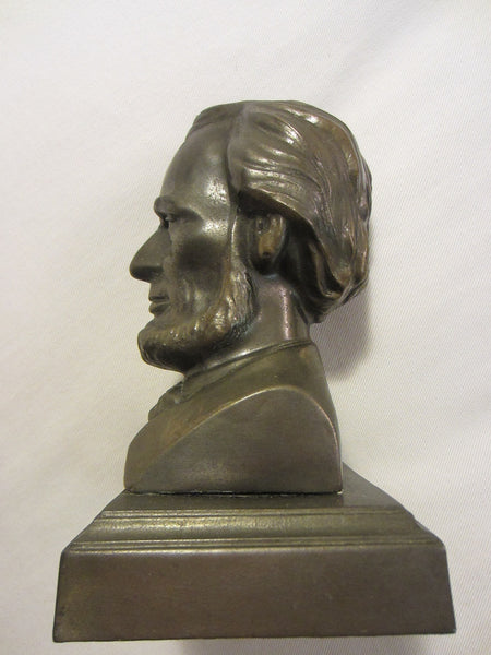 President Abraham Lincoln Bronze Bust Portrait Mahogany Stand - Designer Unique Finds 
 - 4