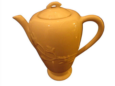 California Ironstone Teapot Coffeepot By Brock Floral Relief