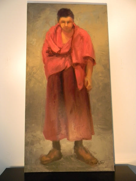 Dream of Red Monsignor Portrait Oil On Canvas Signed a Mudgett - Designer Unique Finds  - 1