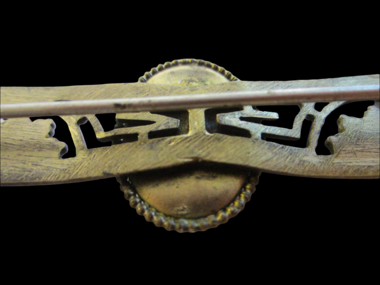 Victorian Cameo Bar Brooch Brass Floral Openwork - Designer Unique Finds
- 6