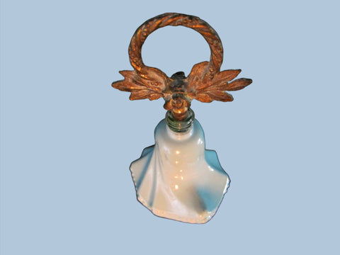 Blue Glass Perfume Bottle Decorative Bronze Stopper - Designer Unique Finds 
 - 1