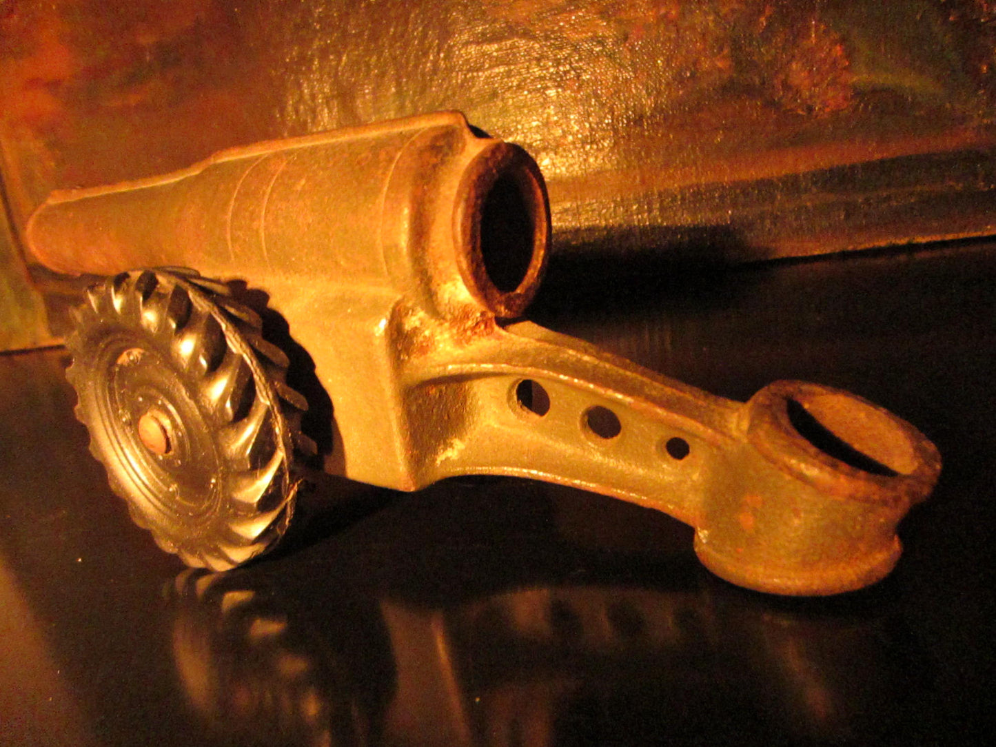 Folk Art Cast Iron Cannon Decorated Movable Rubber Wheels - Designer Unique Finds
- 3