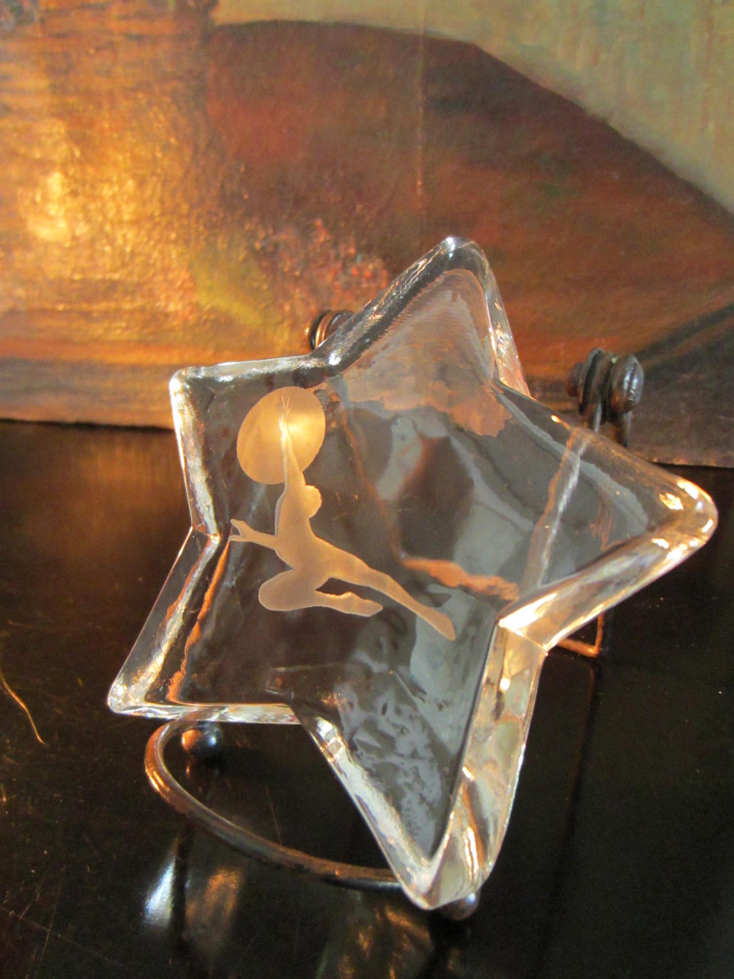 Star Glass Paperweight Reaching The Moon