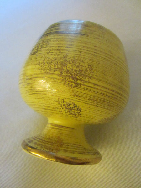 Mid Century Sun Glo Inarco Japan Golden Ceramic Pedestal Bowl - Designer Unique Finds 