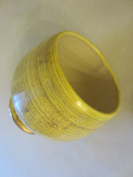 Mid Century Sun Glo Inarco Japan Golden Ceramic Pedestal Bowl - Designer Unique Finds 