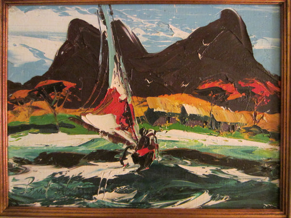 Paul Blain Henrie California Seascape Mid Century Oil on Canvas - Designer Unique Finds 
 - 2