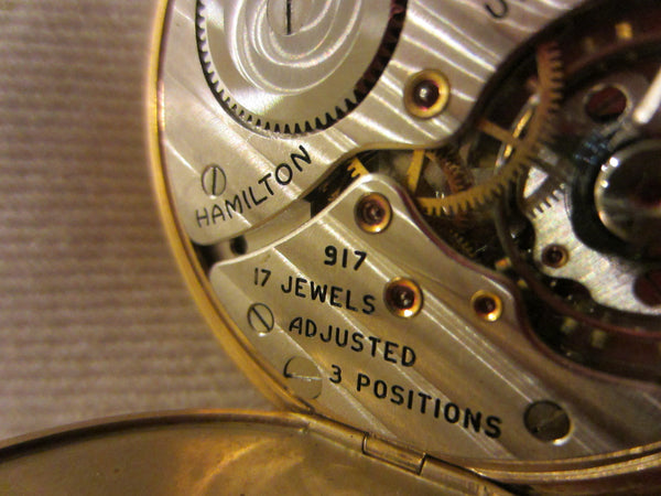 Hamilton Pocket Watch Wadsworth Case Gold Filled Scripted - Designer Unique Finds 
 - 4