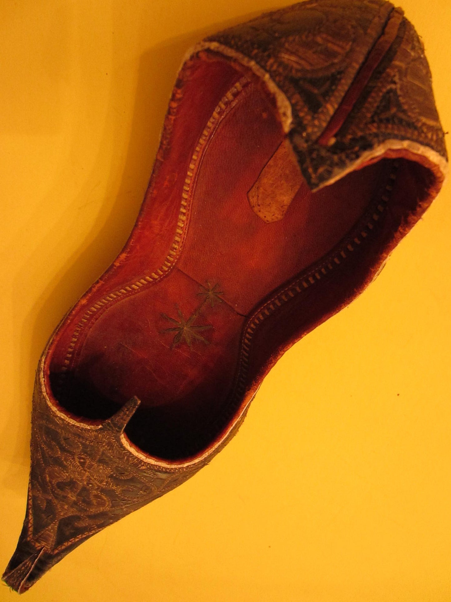 Traditional Tribal Shoes Gold Embroidered Leather Sole - Designer Unique Finds