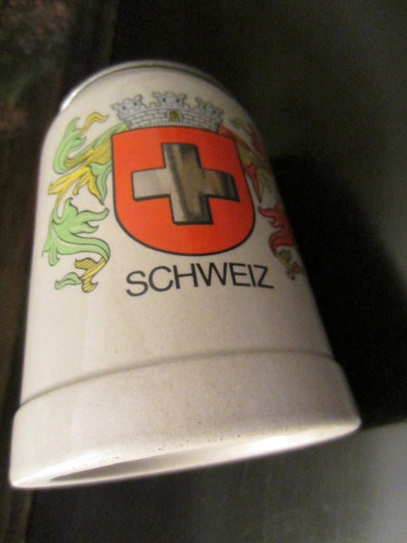 Gerz West Germany Schweiz Pewter Lid Ceramic Stein - Designer Unique Finds 