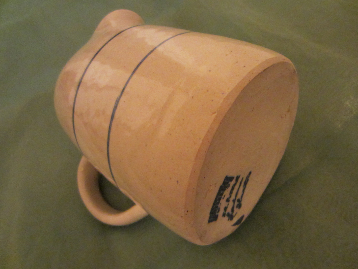 Sr Potter Blue Ring Ceramic Cream Pitcher By Marshall Pottery Texas - Designer Unique Finds