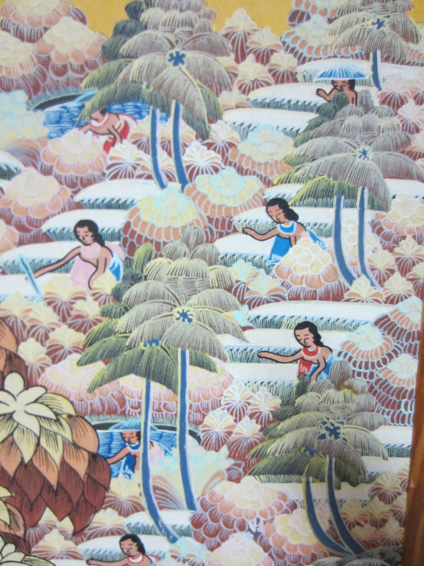 Impressionist Bali Paradise Feast Painting On Board - Designer Unique Finds