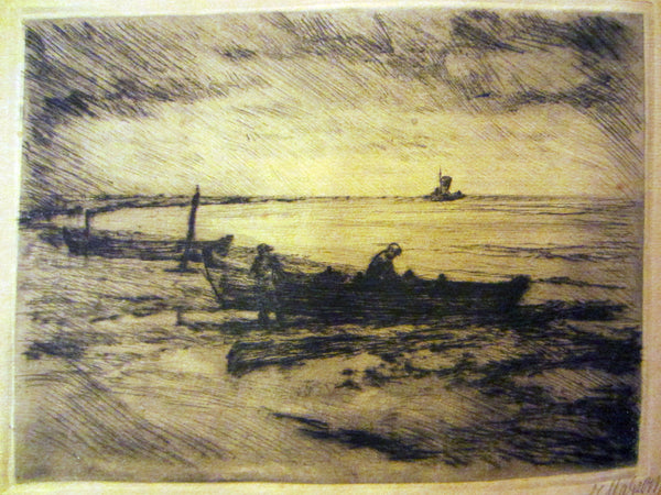 La Mer French Charcoal Drawing Paper Gauche Signed Titled Dated Numbered