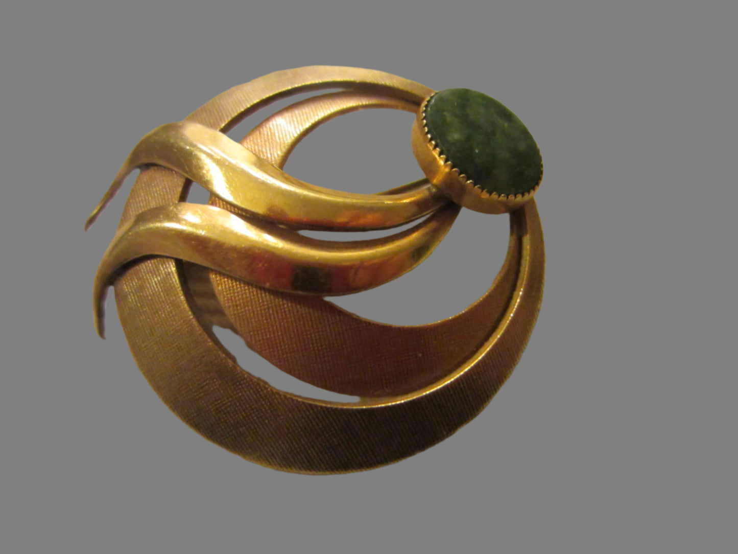 Jade Cabochon Brooch Gold Plated Hallmarked