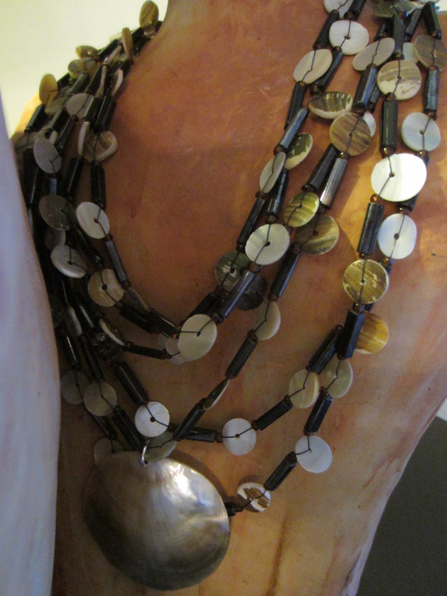 Nautical Clam Shell Abalone Strands Necklace - Designer Unique Finds