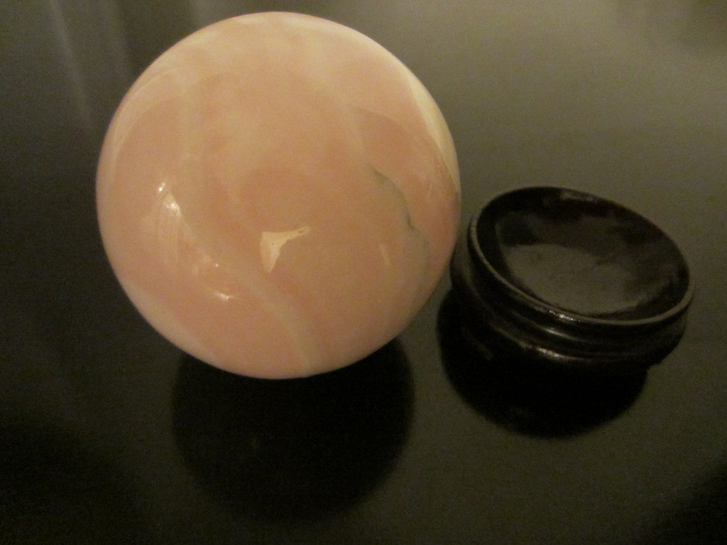 Pink Quartz Paperweight On Stand