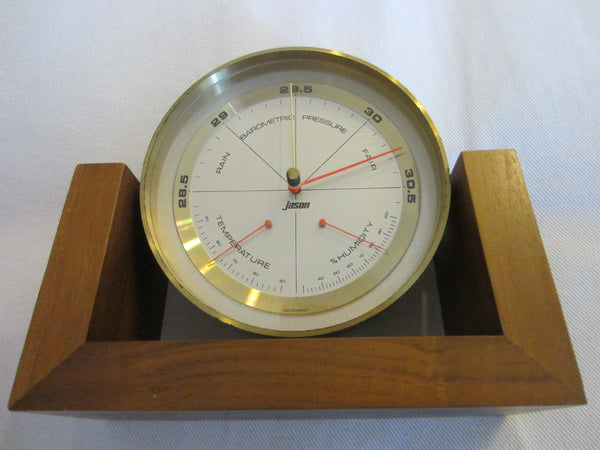 Jason Swivel Barometer Thermometer Mahogany Stand Made In Germany - Designer Unique Finds 
 - 3