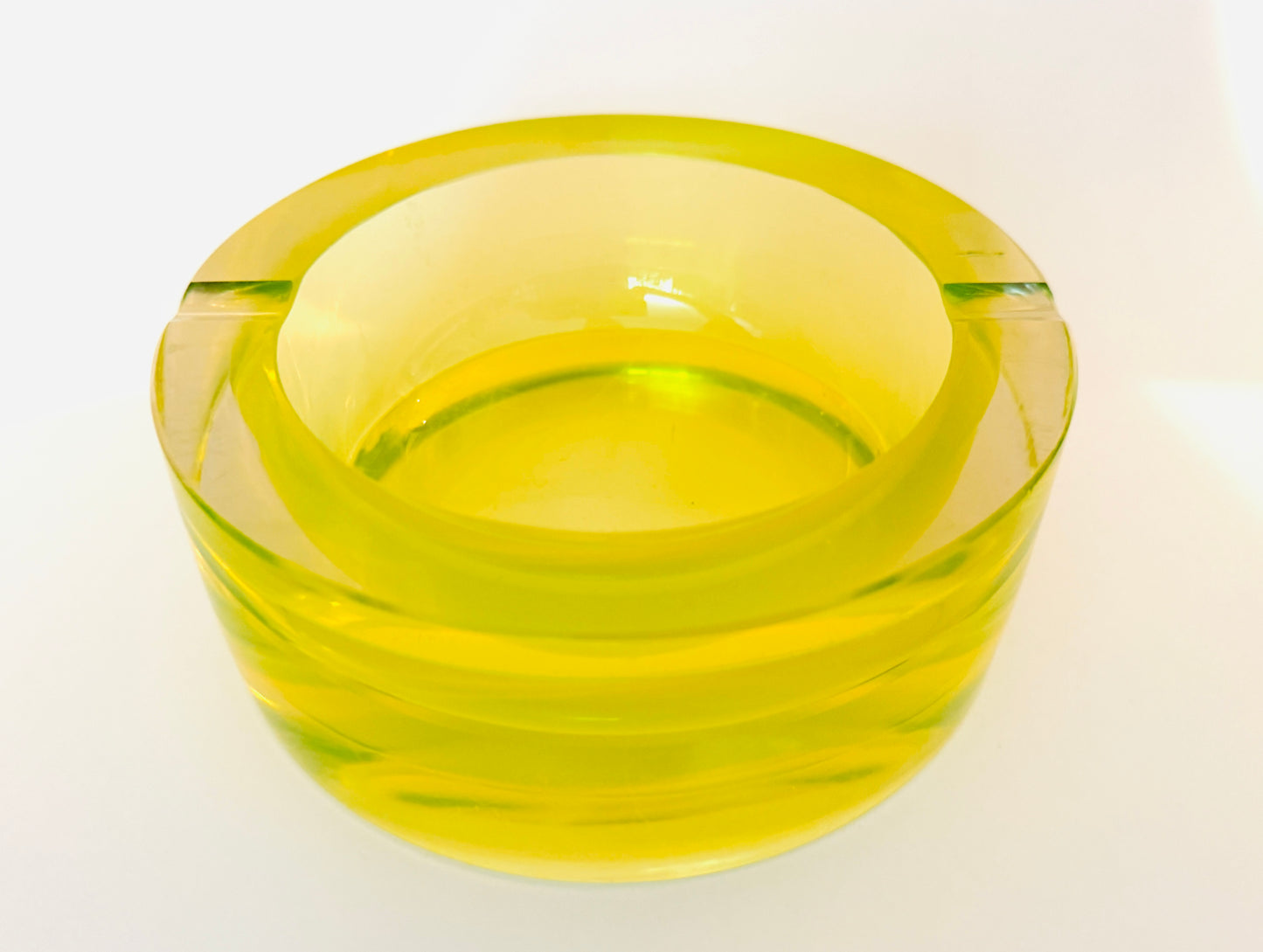 Golden Green Heavy Mouth Blown Glass Bowl Swedish Crystal Ashtray