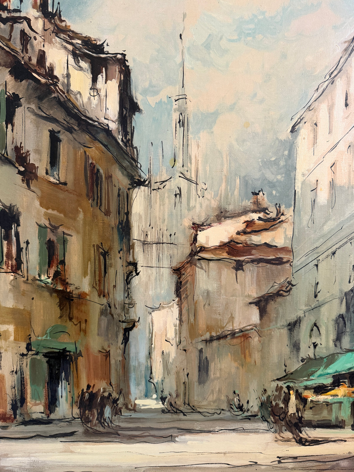 G Frati Italy City Landscape Impressionist Signed Oil on Canvas
