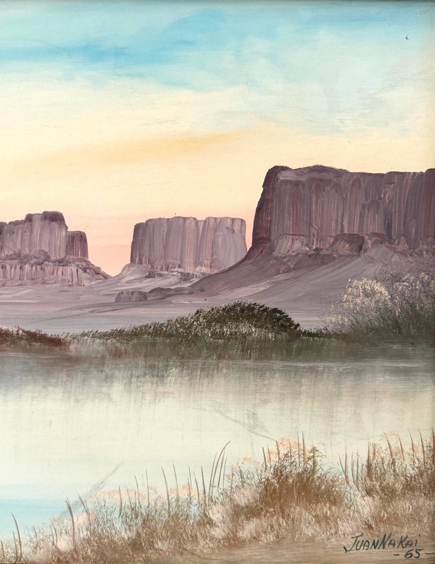 Juan Nakai Mid Century Arizona Sea Mountain View Signed Dated Gouache On Paper