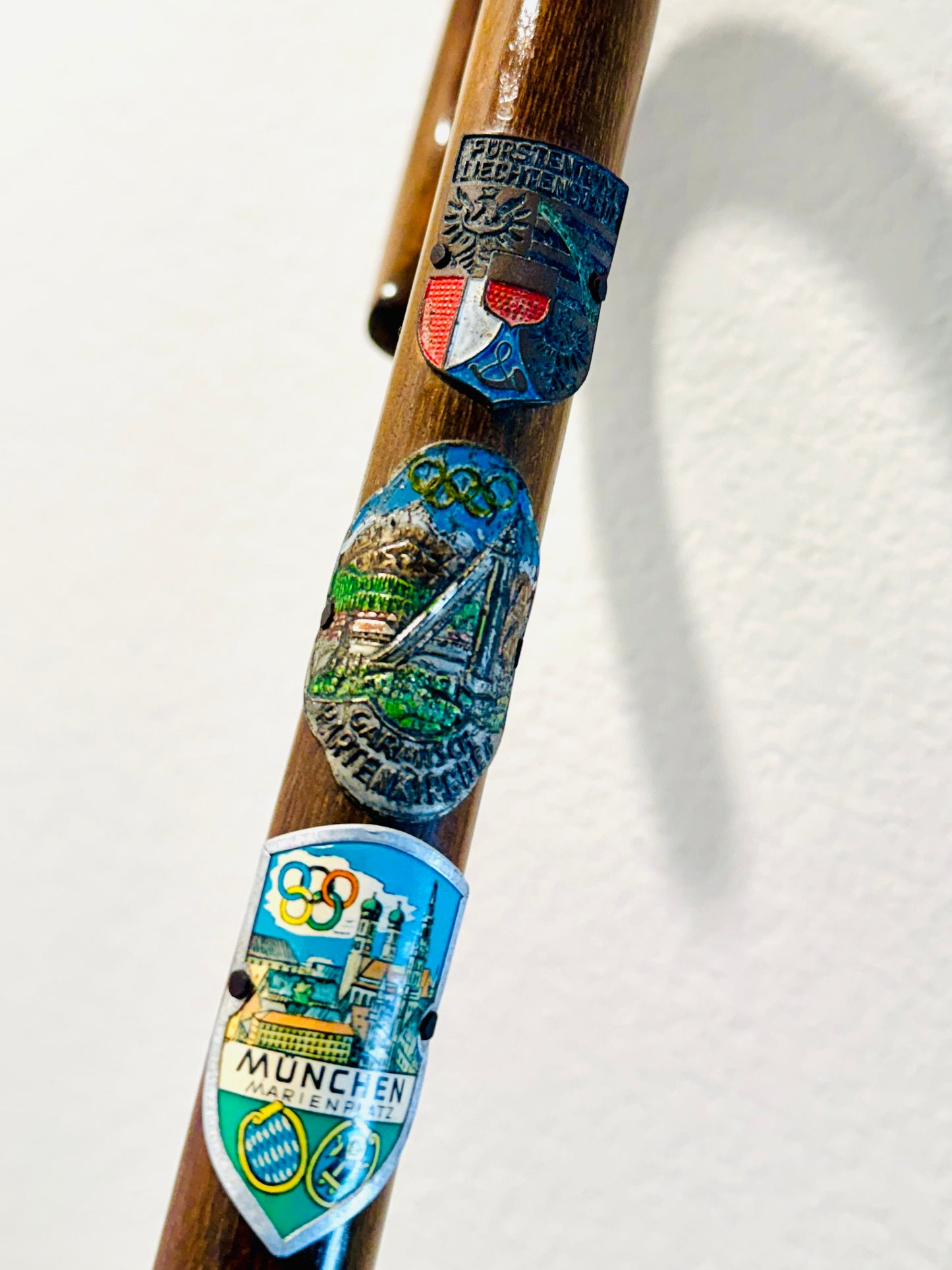 Munich Olympic 1972 Enamel Shields Symbols Walking Stick