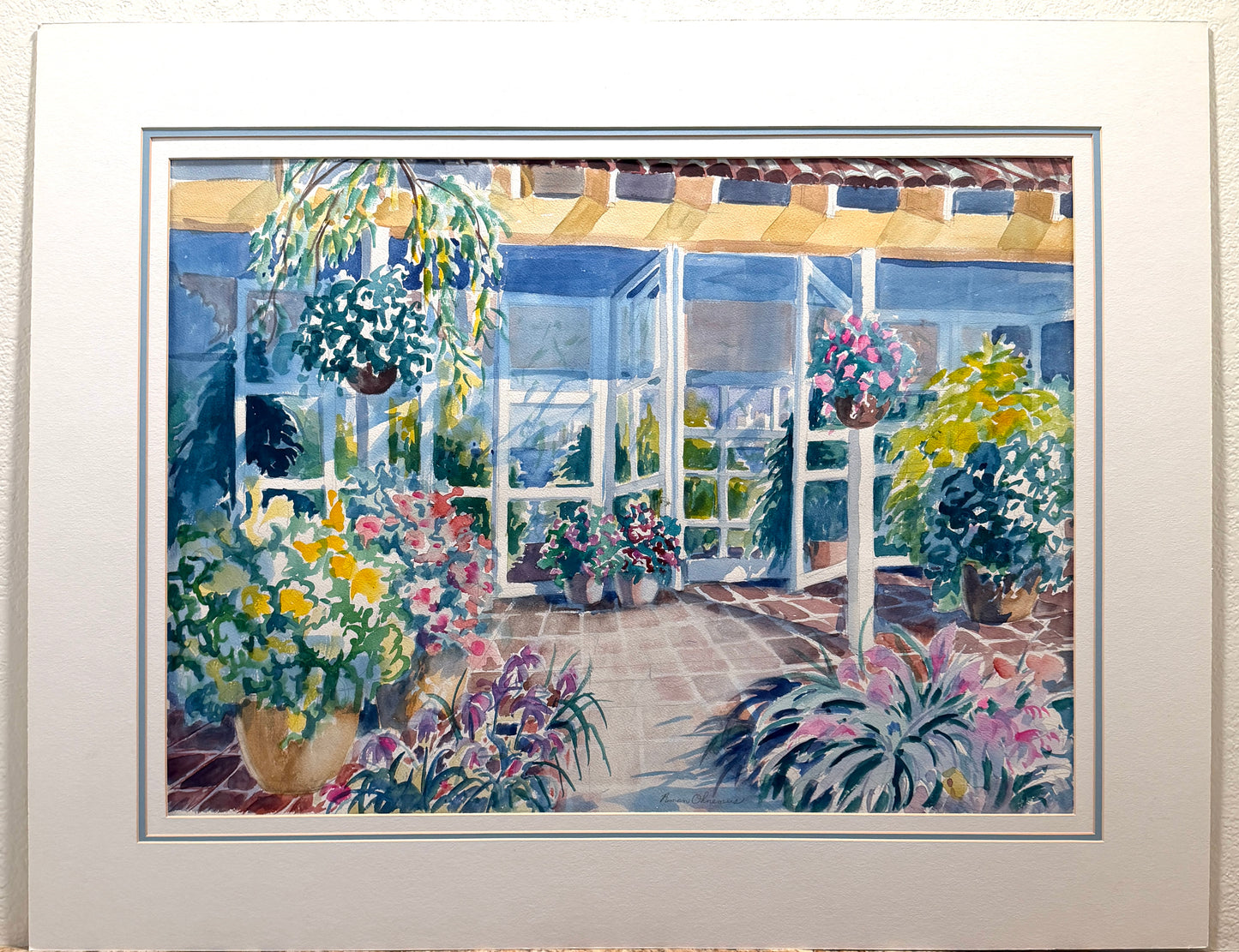 Roman Ohnemus Botanical Courtyard Watercolor Painting